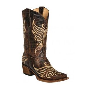 Circle G By Corral L5002 Brown Distressed Embroidered Western Boot